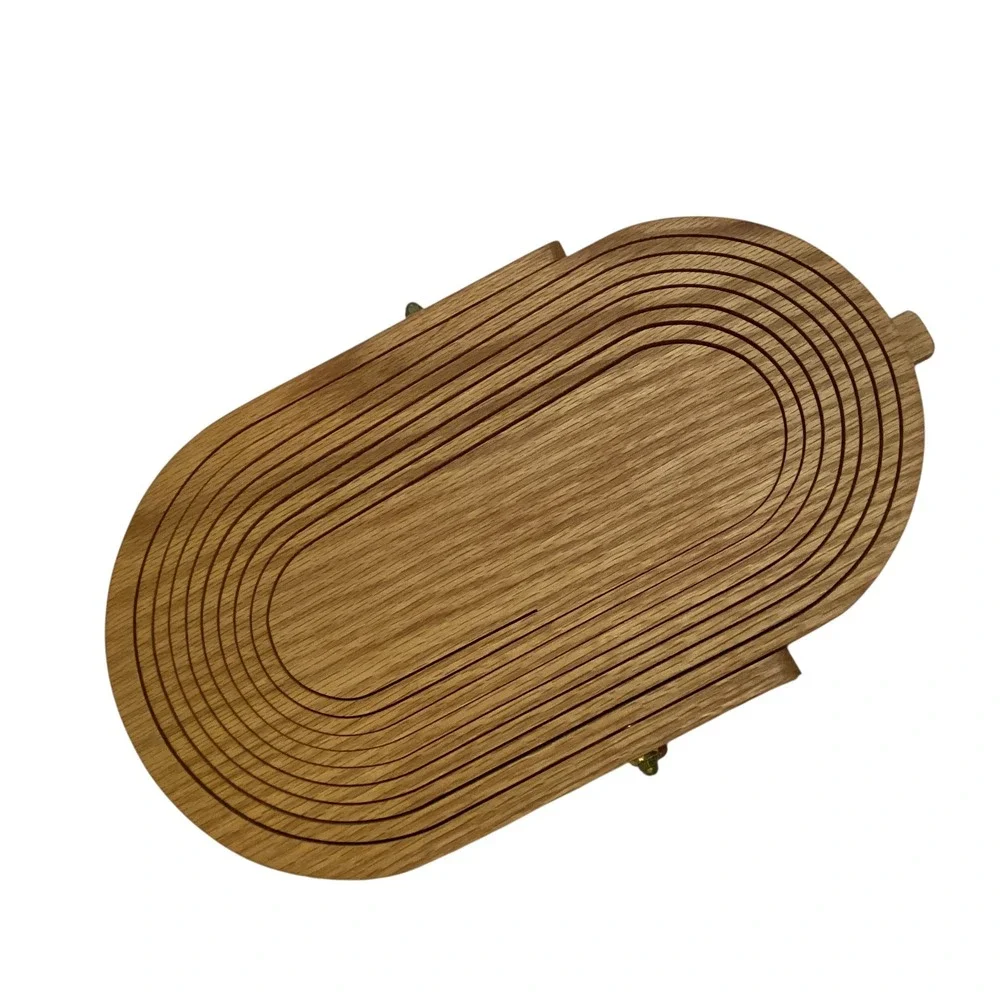 Handcrafted Oak Wood Collapsible Spiral Basket Folding Trivet Fruit Bowl 12in